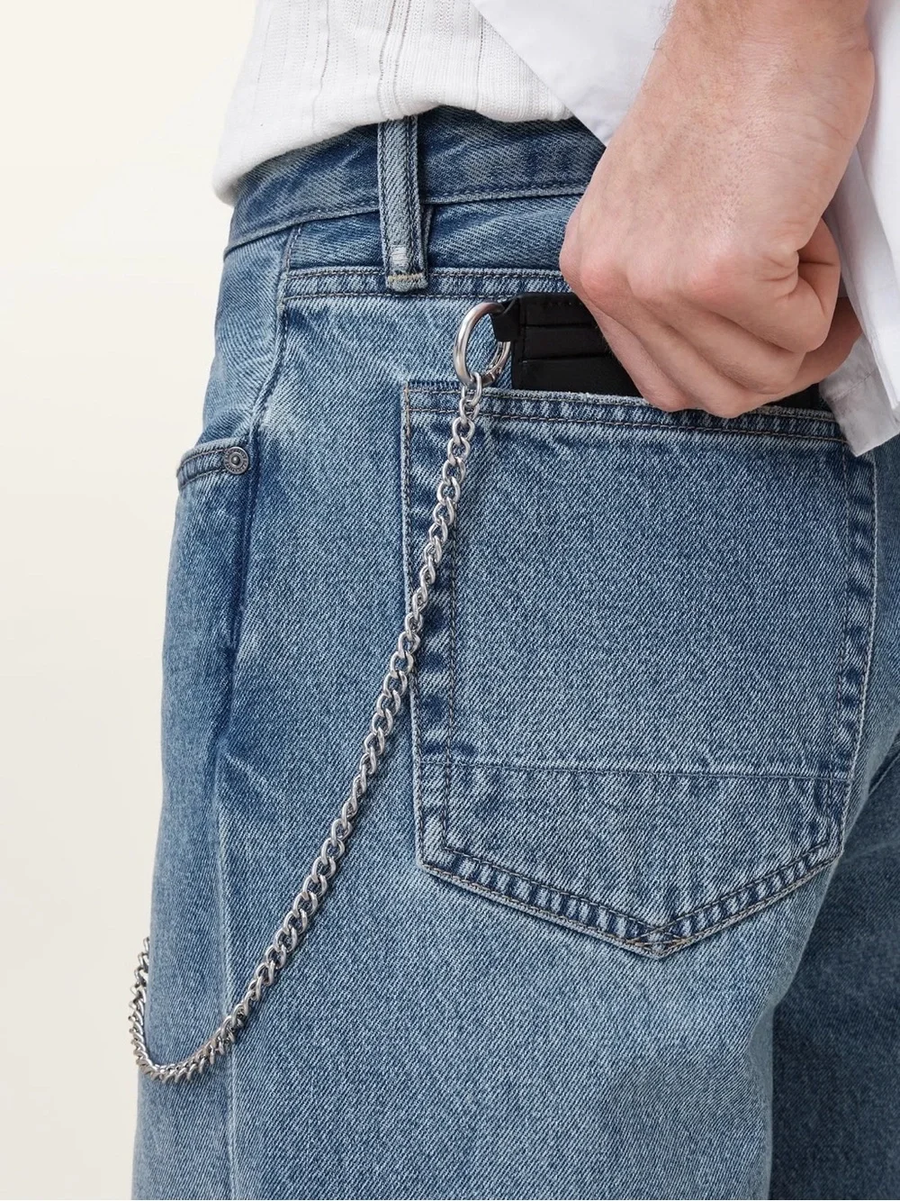 All Saints Leather Chain Card Holder - Black/Brown
